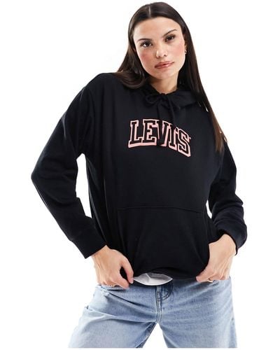 Levi's Felpa nera con cappuccio e logo sportivo piccolo - Nero