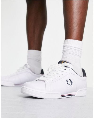 Fred Perry B722 Leather Sneakers With Stripe Detail - White