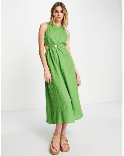 Mango Midi-jurk Met Ring - Groen