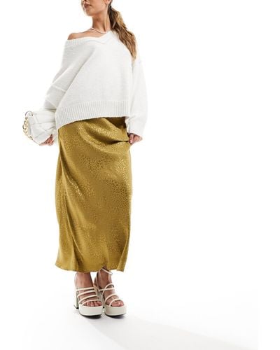 Pimkie Falda larga dorada con estampado animal - Blanco