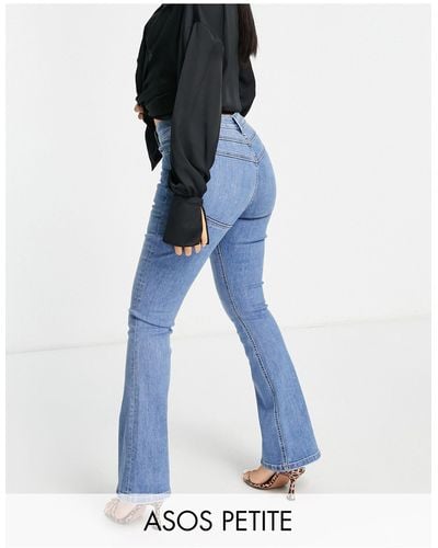ASOS Asos Design Petite - 'lift & Contour' - Vormgevende Flared Jeans Met Hoge Taille En Stretch - Blauw