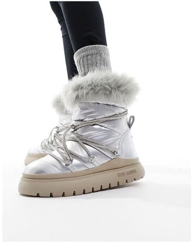 Steve Madden Ice-storm Snow Boot With Embellished Lace - White