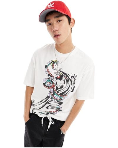 Ed Hardy Oversized T-shirt With Panther Graphic - White
