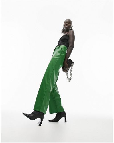 Topshop Unique Pantalon ample en similicuir - Vert