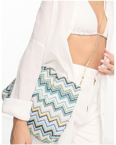 South Beach Geweven Zomerse Crossbody Clutch - Wit