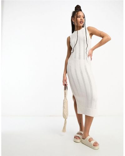 New Look Crochet Midi Dress - White