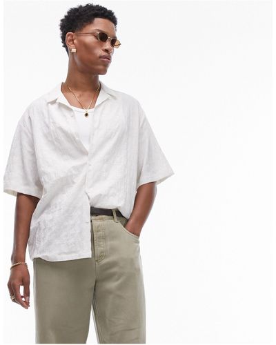 TOPMAN Short Sleeve Square Textured Shirt - White