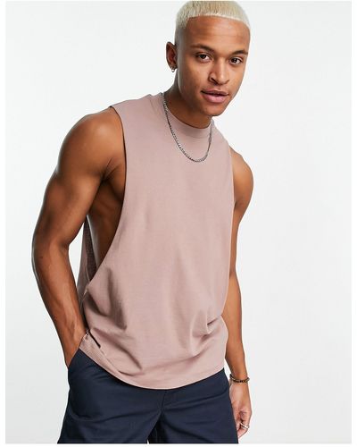 ASOS Relaxed Fit Tank Top With Dropped Armhole - Brown