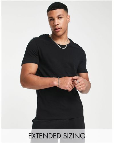 ASOS T-shirt en coton mélangé à encolure dégagée - - black - Noir