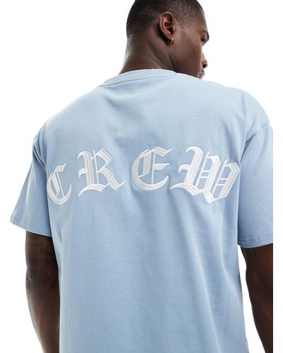 Sixth June Oversized Crew Embroidered T-shirt - Blue