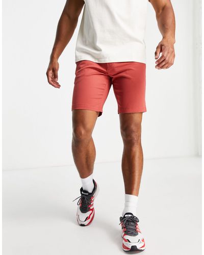 Ben Sherman – schmal geschnittene chino-shorts - Rot
