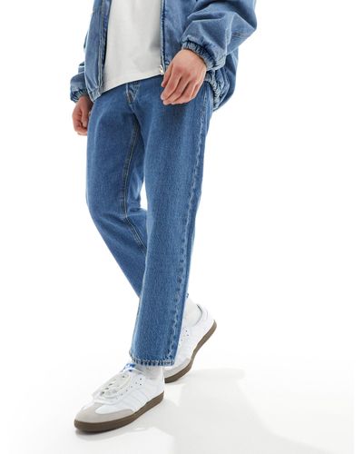 Jack & Jones Mark - jeans larghi cropped lavaggio medio - Blu