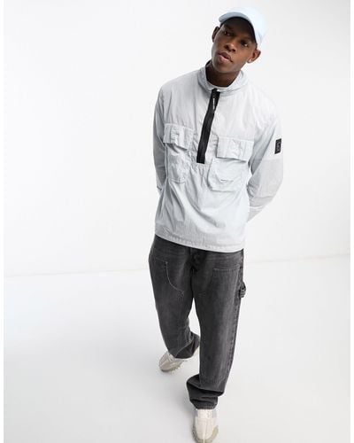 Marshall Artist Krinkle Nylon Half Zip Shirt - Grey