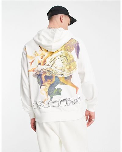 Collusion Lichtgewicht Hoodie Met Renasissance-print Op - Wit