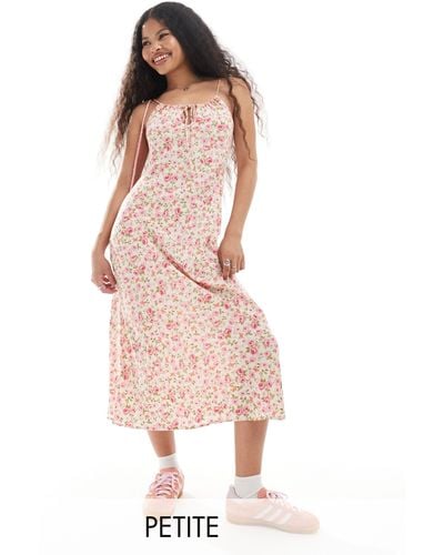 Miss Selfridge Tie Front Bias Maxi Slip Dress - Pink