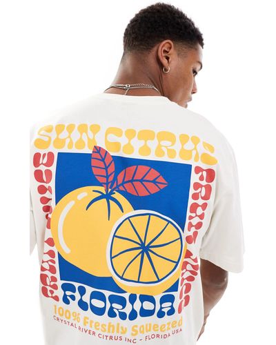 Only & Sons Relaxed Fit T-shirt With Citrus Back Print - Blue