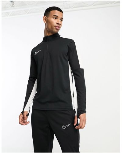 Nike Football Academy - top en tissu dri-fit avec col zippé et empiècement - noir - Bleu