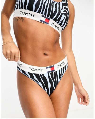 Tommy Hilfiger Heritage High Waist Thong With Logo Waistband - Blue
