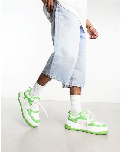 ASOS Chunky Trainers With Patent Panels - Green