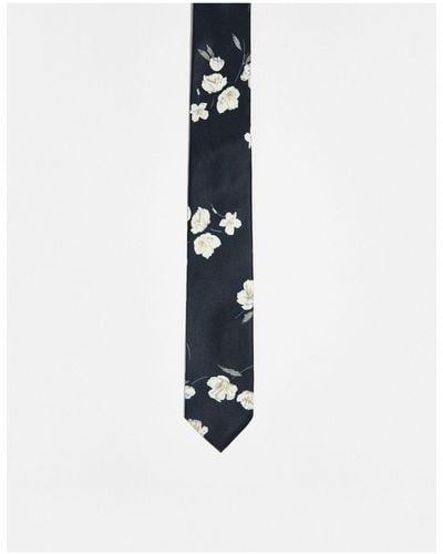 French Connection Floral Tie - White
