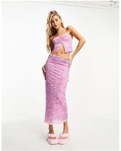 ASOS Bratz License Pencil Midi Skirt Co-ord With Lace Trim - Pink
