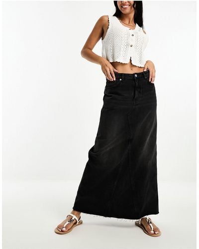 Monki Denim Maxi Skirt - Black