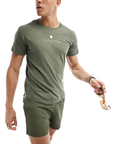 Calvin Klein T-shirt girocollo con logo - Verde