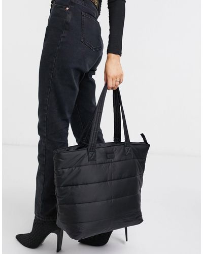 UGG Krystal Puffer Tote Nylon Handbags - Black