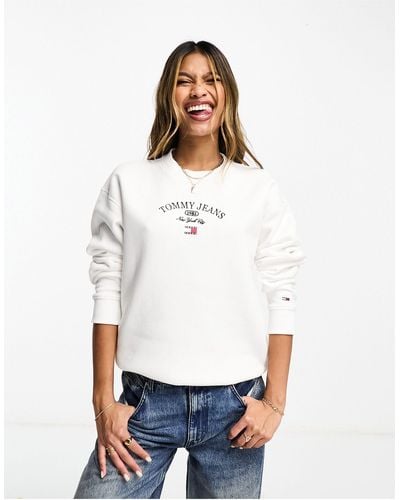 Tommy Hilfiger Relaxed Luxe Authentic Logo Crewneck Sweatshirt - White