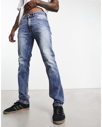 Versace Distressed Slim Jeans - Blue