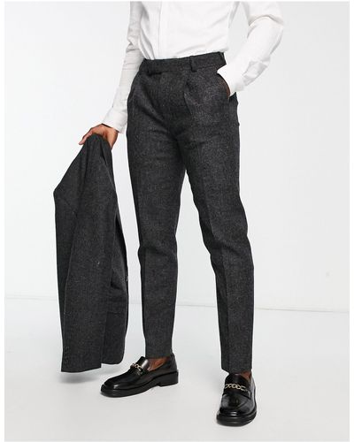 Noak British Tweed Slim Suit Pants - Black