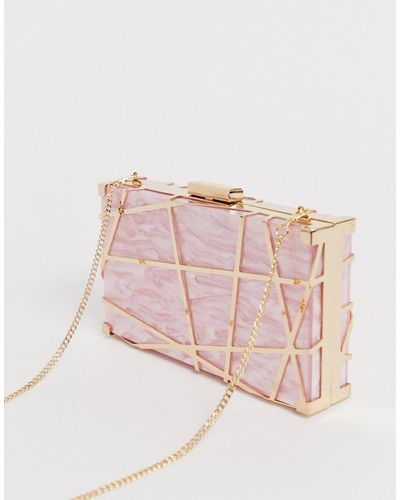 Forever New Clutch estilo caja con diseño de mármol en rosa