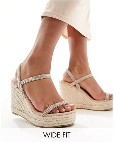 Glamorous Espadrille Wedge Heeled Sandals - Metallic