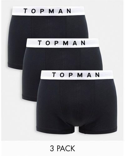 TOPMAN Confezione da 3 boxer aderenti neri con fascia - Nero