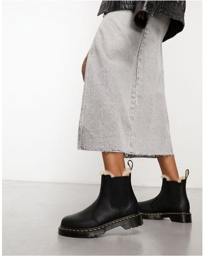 Dr. Martens 2976 Leonore Fur Lined Chelsea Boots - Grey