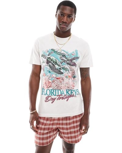 Abercrombie & Fitch Florida Keys Print Relaxed Fit T-shirt - White