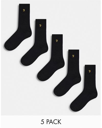 Farah Tommley - confezione da 5 paia di calzini sportivi neri - Bianco