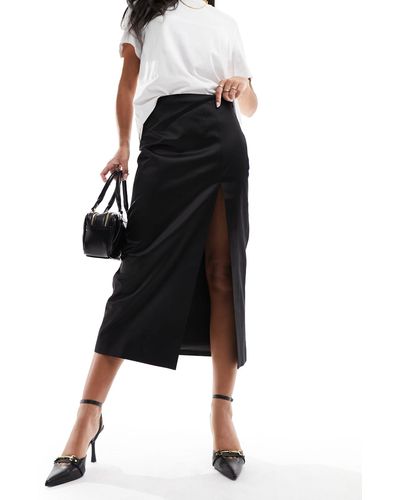 & Other Stories Midi Column Skirt With Thigh Split - Black