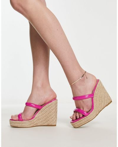 Glamorous Espadrille-sandalen Met Sleehak - Roze