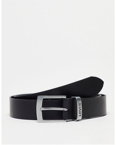 Levi's Hebron - ceinture 35 mm en cuir à logo - Blanc