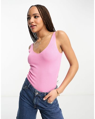 Jdy V Neck Knitted Vest Top - Pink
