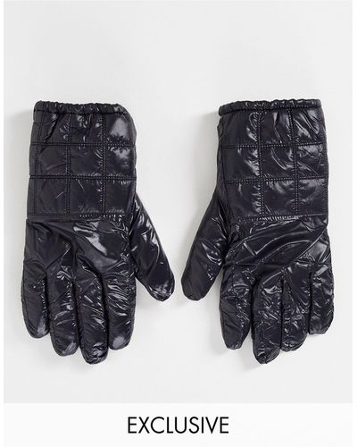 Collusion Unisex Wet Look Padded Gloves - Black