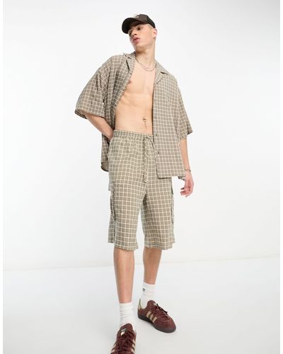 Collusion Festival Textured baggy Skater Short Co-ord - Natural