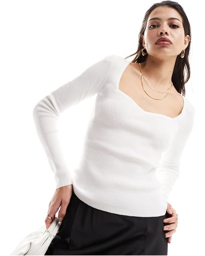 Pimkie – pullover mit herzförmigem ausschnitt - Weiß