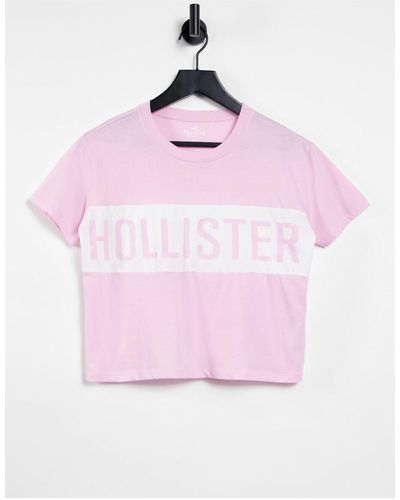 Hollister T-shirt avec bande à logo - Rose