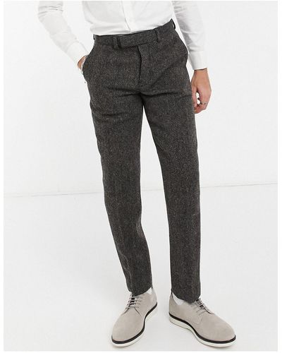 ASOS Harris Tweed - Smalle Pantalon Van 100% Wol - Bruin