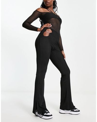 Sixth June Cut Out Flared Trouser - Black