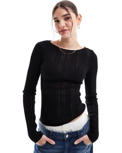 & Other Stories Semi Sheer Fine Knit Top - Black