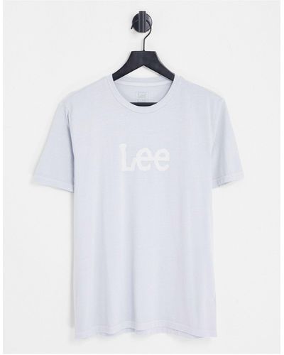 Lee Jeans Burn out box - t-shirt à logo - clair délavé - Blanc