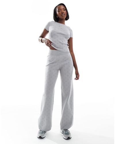 Fashionkilla Pantalon d'ensemble ample en maille pointelle - Blanc